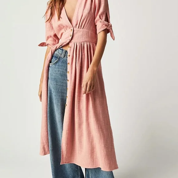 FREE PEOPLE Love of My Life Midi dress black with pink green flower print NWT - Picture 11 of 13